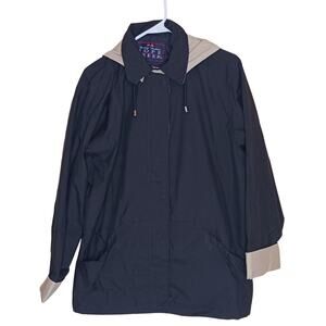 Sope Creek‎ Mens L Black Hooded Jacket Full Zip Pockets Outdoor Hiking Raincoat